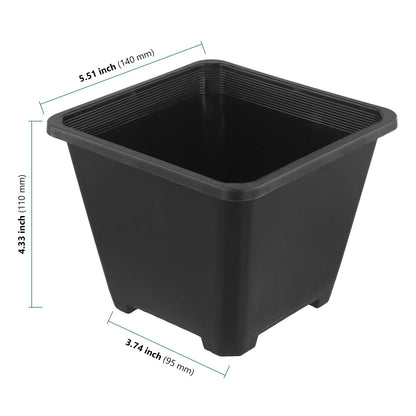 HAKZEON 50 PCS 5.5 Inch Square Nursery Pots, Black Plastic Plant Pot with Drainage Holes, Small Seed Starting Pots for Flower Planter Seedlings, Succulents