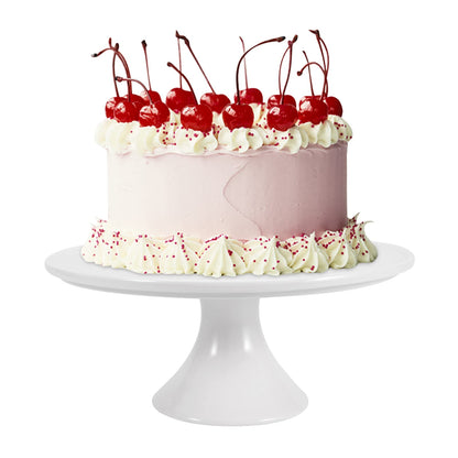 Ceramic Cake Stand, Fits Cakes Up to 8 in, Round White Dessert Pedestal for Cupcakes Cookies Pastries Fruit Display, 1 Pack