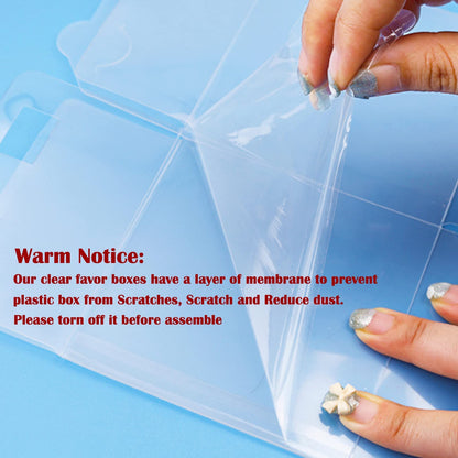 XP-ART 30 PCS Clear Favor Boxes,4 x 4 x 4 inch Plastic Clear Gift Boxes for Wedding,Birthday,Easter Mother's Father's Day Party,Caja Transparente Para Regalo