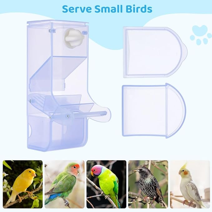 No Mess Bird Feeder for Cage, Bird Seed Dispenser, Bird Food Container for Cage，Automatic Feeder
