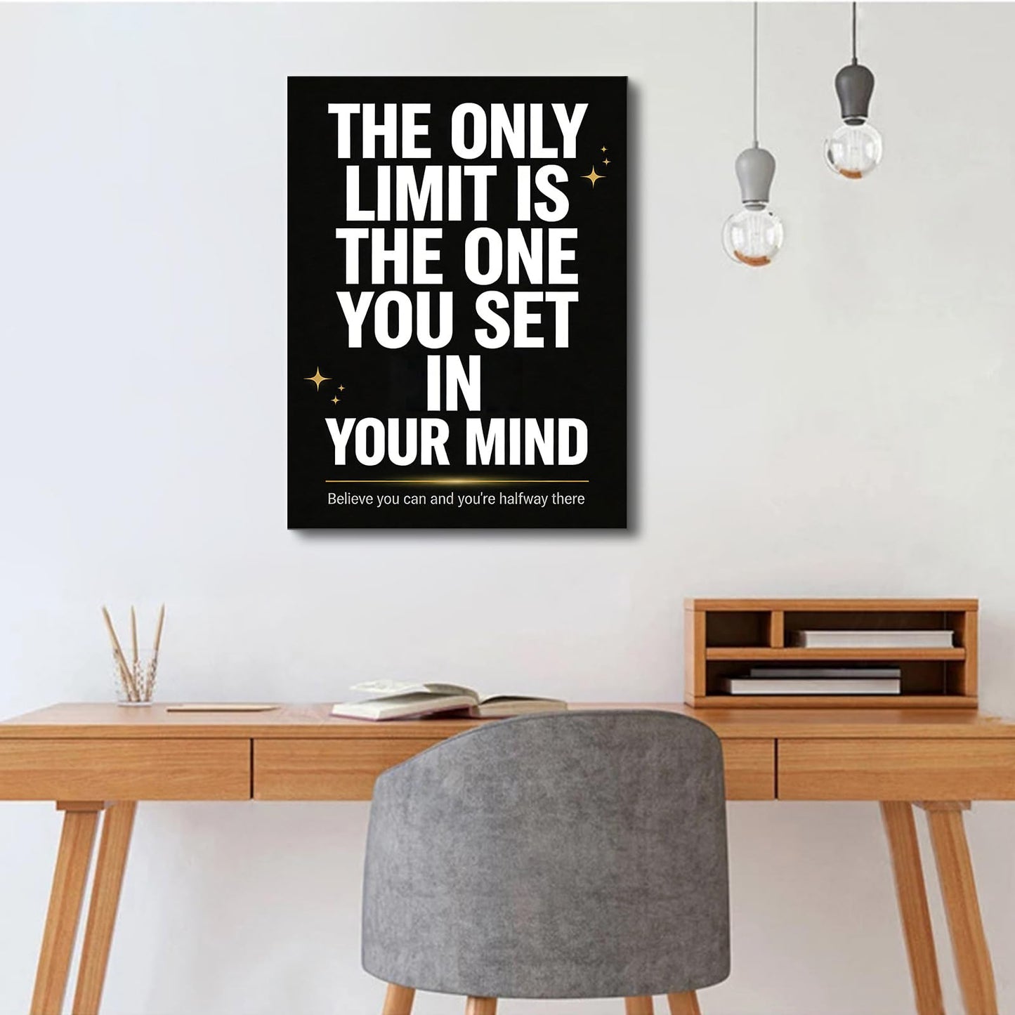 YSPCSUN Inspirational Wall Decor The Only Limit is Your Mind Positive Quotes Office Wall Art Canvas Print Framed Motivational Posters for Entrepreneurs Study Room Gym Fitness Decor, 24x18 Inch