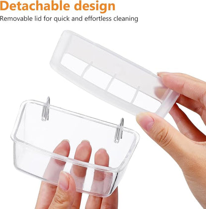 Veemoon 2pcs Splash Hanging Plastic Bird Cage Feeder No Mess Bird Cage Feeder Small Pet Parrot Feed Bowl Parrot Food Feeding Storage Container for Pet Parakeets, Cockatiels, Finches (4.5 * 2.3inch)