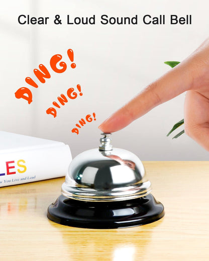 Bell for Desk – Loud & Clear Call Bell with Matte Anti-Rust Steel, Small 3.35" Footprint, Durable Design for Office, Reception, Classroom, and Hotel Use