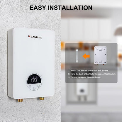 CAMPLUX Tankless Water Heater Electric 120V, 4500W Point of Use Instant Hot Water Heater, Save Space for Sink Wall Mounted LED Digital Display CSA Certified