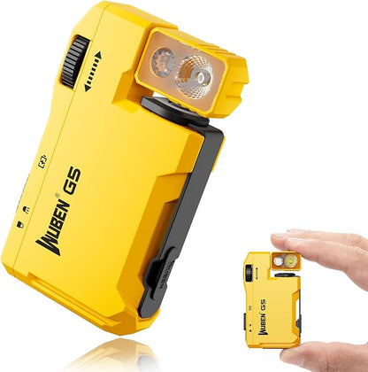 WUBEN G5 EDC Rechargeable Flashlight, 400 Lumens RGB Dual Light Source Mini Magnetic Keychain Flashlight, Portable Pocket Light for Camping Hiking Home Emergencies (Yellow) | 400 Lumens Dual Light Source LED Flashlight with RGB, Magnetic Flat Compact K...