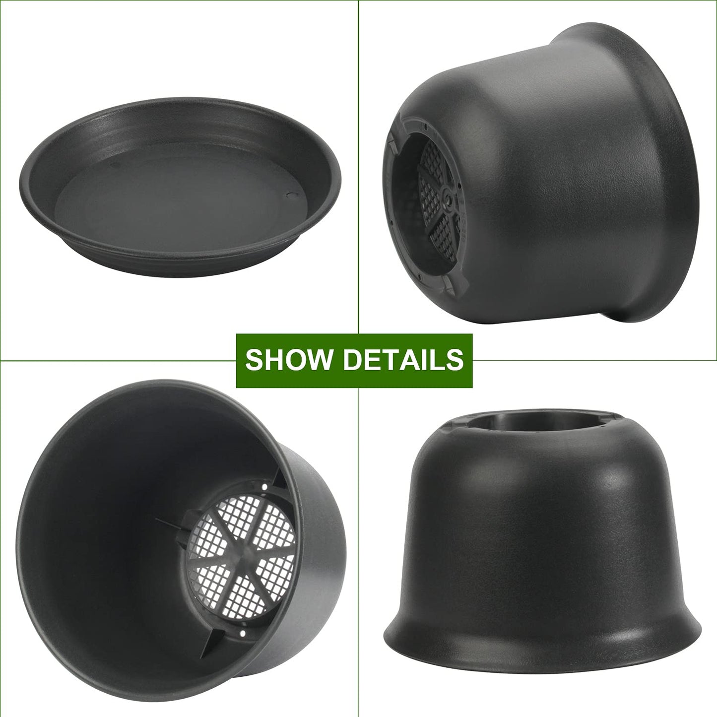 ZOUTOG 8 Inch Pots for Plants, Plastic Flower Planter, Large Plant Pot with Drainage Hole and Tray, Pack of 8, Plants not Included