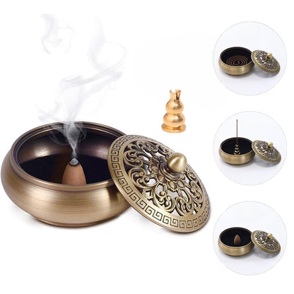 URFEEL Incense Cone Holder, Pure Brass Incense Burner, Cone Incense Burner, Bakhoor Burner, Incense Holder for Sticks Cone Coil Incense