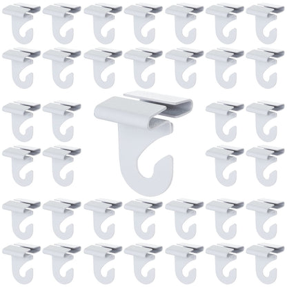 HNBun 50 Pieces Metal Drop Ceiling Hooks, Right and Left White Ceiling Hooks T-Bar Track Clip for Hanging Plants & Decorations, 20lbs Capacity Suspended Ceiling Hanger for Classrooms Offices