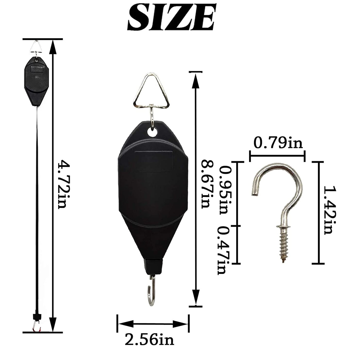 YOOHUA 3PCS Plant Pulley Hanger, Retractable Plant Hook Pulley, Adjustable Plant Pulleys for Hanging Plants, with 3PCS Metal Ceiling Hooks, Plant Pulley Hanger for Garden Baskets & Bird Feeder