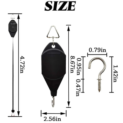 YOOHUA 3PCS Plant Pulley Hanger, Retractable Plant Hook Pulley, Adjustable Plant Pulleys for Hanging Plants, with 3PCS Metal Ceiling Hooks, Plant Pulley Hanger for Garden Baskets & Bird Feeder