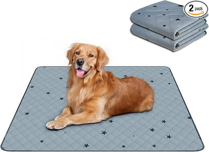 RIOUSSI Washable Pee Pads for Dogs, Reusable, Absorbent, Leakproof, Non Slip Pet Puppy Pads for Potty Training. Gray Stars, 36x41 Inch(2pack)