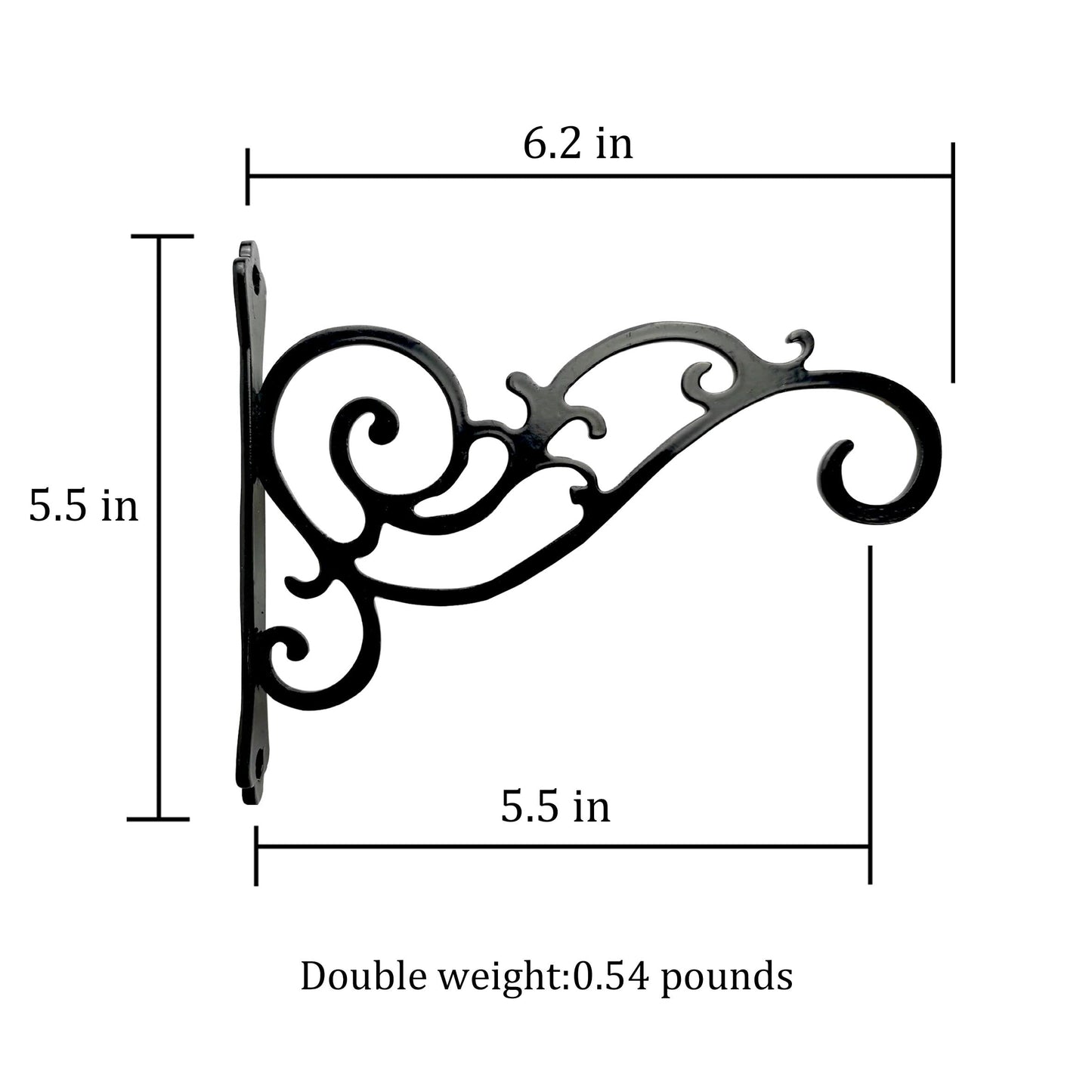N+A Sunshine Iron Metal Hanging Planter Bracket, 2 Pack Wall Hooks for Hanging Birds Feeders, Latern, Wind Chimes, Coat, Decorative Indoor Outdoor (Black)