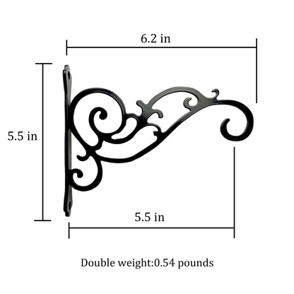 N+A Sunshine Iron Metal Hanging Planter Bracket, 2 Pack Wall Hooks for Hanging Birds Feeders, Latern, Wind Chimes, Coat, Decorative Indoor Outdoor (Black)