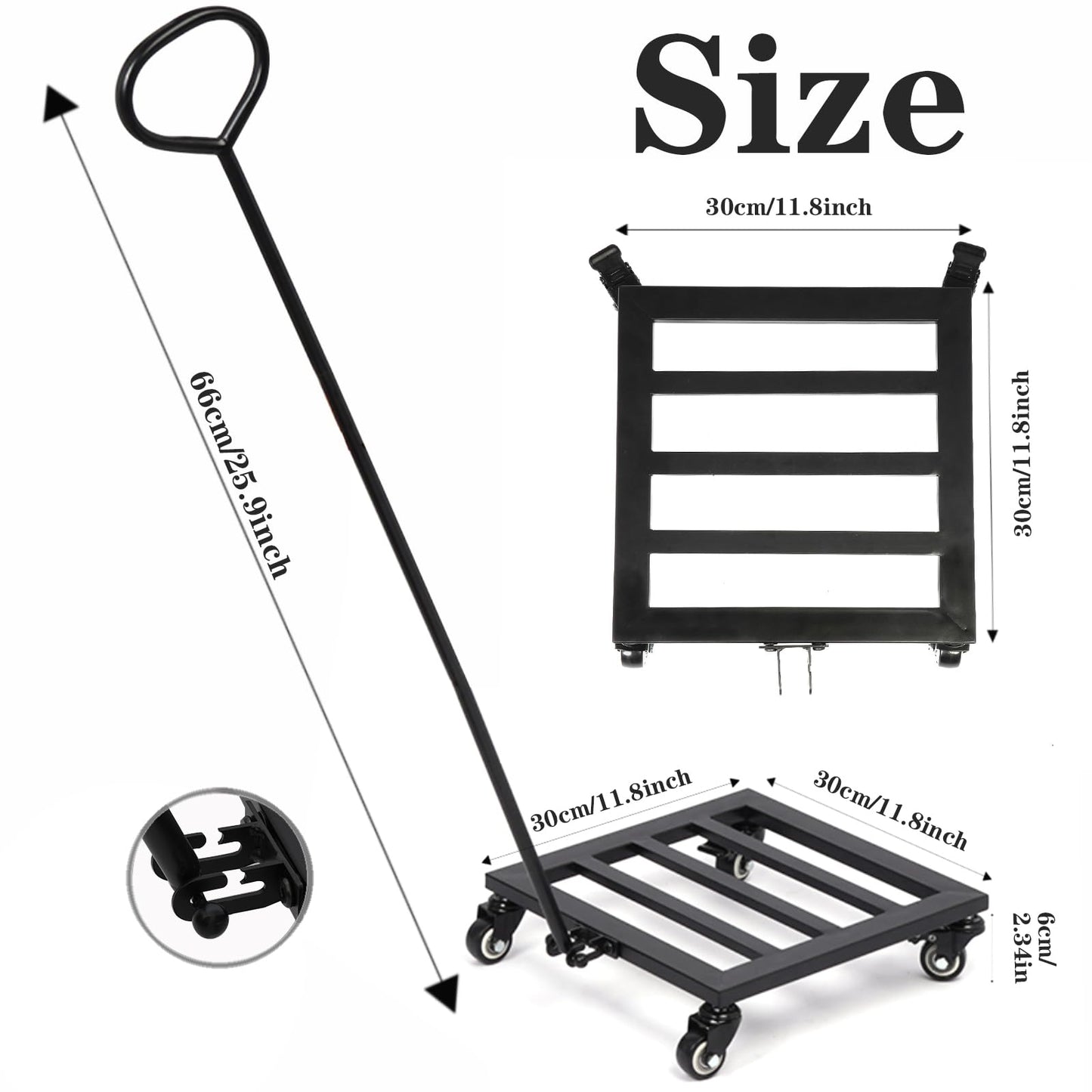 Goooxim Heavy Duty Plant Caddy with Wheels 12Inch - 200lb Weight Capacity - Steel Rolling Plant Stand for Indoor and Outdoor Use - Lockable Wheels - Black