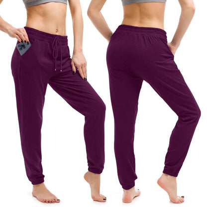 Walifrey Womens Joggers with Pockets, Drawstring Sweatpants Women for Lounging Jogging Gym and Workout Purple,1 Pack Purple L