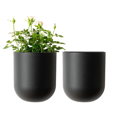 LA JOLIE MUSE Wall Hanging Planters for Indoor Plants，Hanging Flower Pots for Air Plants Succulent, Set of 2, 5.7L*4.1W*7H, Black