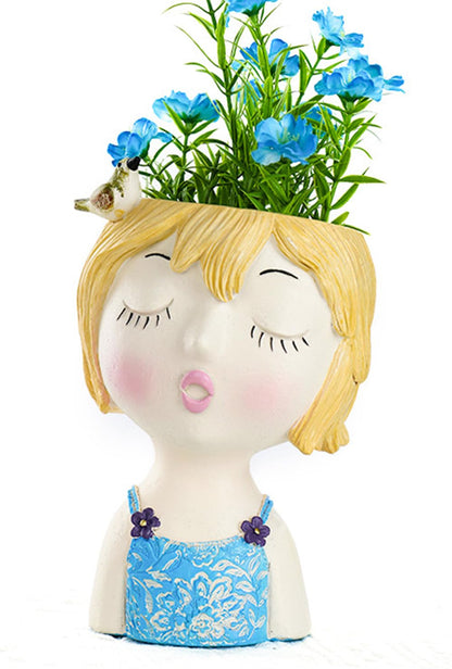 WLDOCA Face Planters Pots Head Planter, Plant Pots with Heads for Plants, Lady Statue Plant Pot, Unique Flower Pots with Drainage, Thinking Women Statue, Boho Vase, Cute Vases Home Decor Gift,A
