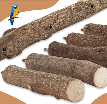 2Pcs Parrot Wood Stand, 12.2Inch Length Parrot Perch for Cage, Natural Bird Ladder for Small Medium Parrots, Parakeets, Cockatiels, Conures, Hamster