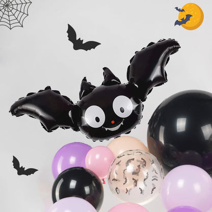 Summerween Pink purple black Balloon Garland Arch Kit 122Pcs with Cute Bat Ghost mylar foil Balloons for Girls Two spooky Halloween Birthday Baby Shower Party Decorations Horror BOO Day Party Supplies
