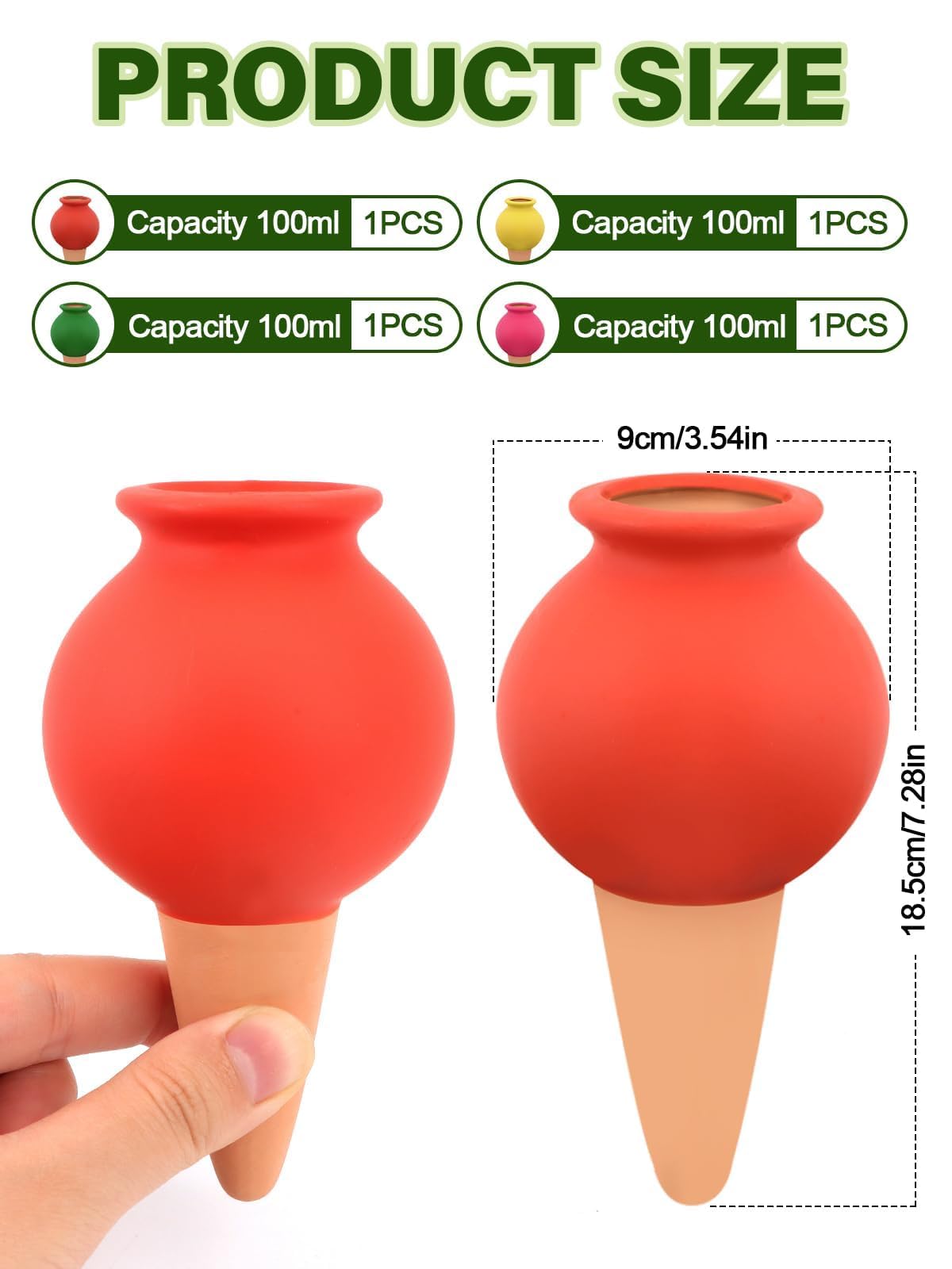 4Pcs Plant Watering Globes, Kalolary Hedgehog Shape Self Watering Spikes Terracotta Drip Water Stakes Irrigation Watering Bulbs for Pot, Indoor, Outdoor, Vacation (Bottle)