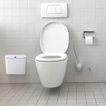Sanitary Napkin Receptacle,White Plastic Wall Mounted Tampon Disposal Bin with Lid 10x9x6 inches Feminine Hygiene Trash Can for Women Bathroom Home Office Sanitary Waste(with 200pcs Trash Bag)
