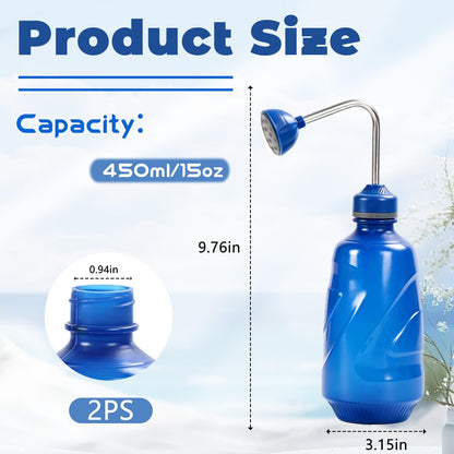 2 Pack Small Watering Can, 2 in 1 Spray Head Functionality, 450ML Squeeze Garden Plant Watering Can for Seedlings Indoor/Outdoor Plants(Blue)