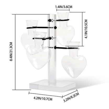 YYHglass Clear Plants Propagation Stations Terrarium Kit Birthday Gift for Women for Indoor Home Office Decor Acrylic Plant Accessories - 4 Love Hear Vase