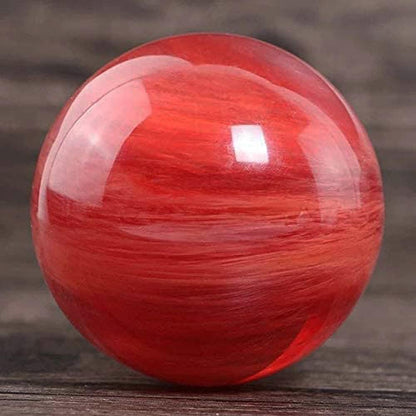 GYKLE 4 Inch Red Crystal Ball with Stand, Large Natural Crystal Ruby Sphere