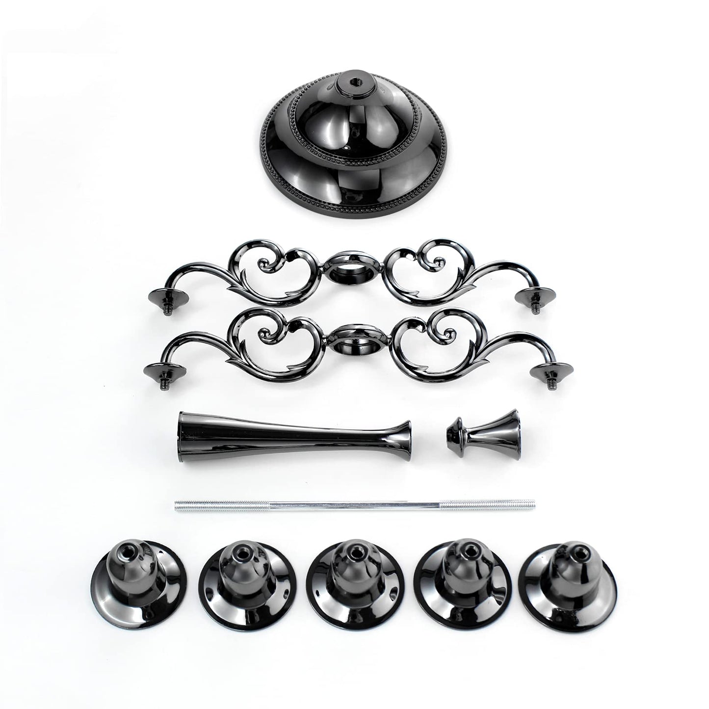 FANWNKI 5-Candle Metal Candelabra 10.2 Inch Tall Candlestick Candle Holders for Home Decor Wedding Christmas Church Halloween Party, Black