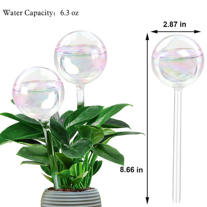 MOONSOUND Plant Watering Globes, 2pcs Plant Automatic Water Bulbs Flower Self Feeder Balls Irrigation Device Auto Waterer Planter Insert Stakes for Indoor Outdoor Garden Potted While Away on Vacation