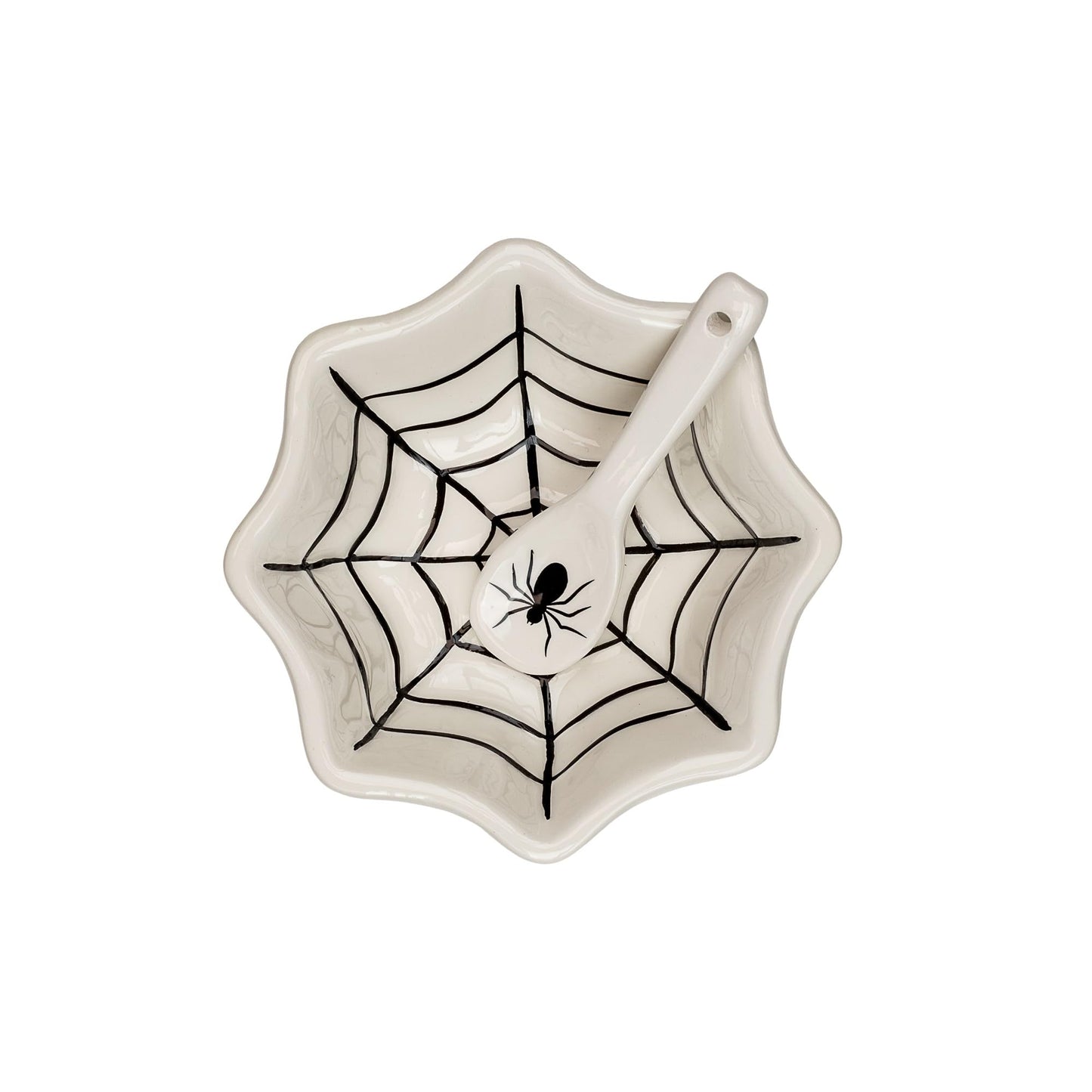 10 Strawberry Street Pumpkin & Web Dip Serving Set, Dip Bowl & Spreader