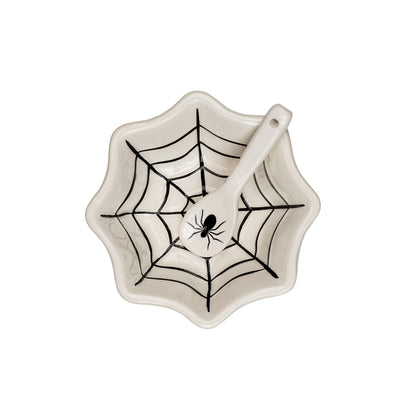 10 Strawberry Street Pumpkin & Web Dip Serving Set, Dip Bowl & Spreader