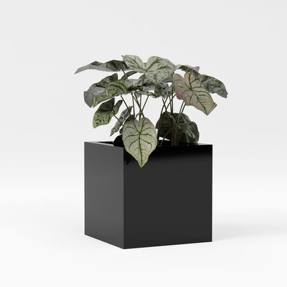 Greenline Jack Square Cube Planter - Indoor/Outdoor Large Fiberglass Lightweight Planter - 28" x 28" x 28" (Gloss Eggplant)