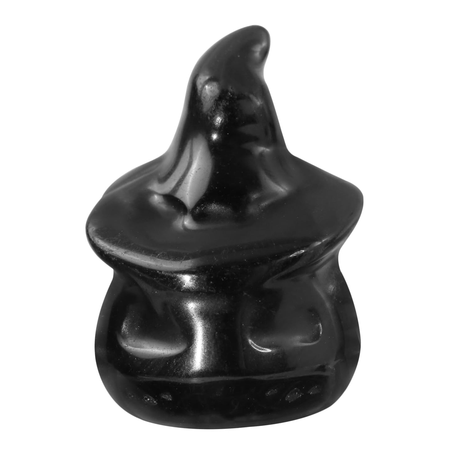 SUNYIK 2PCS Hand Carved Pumpkin Ghost Pocket Statue Healing Stone Halloween Crystal Figurine Witch Decor for Home Office Tabletop, Black Obsidian