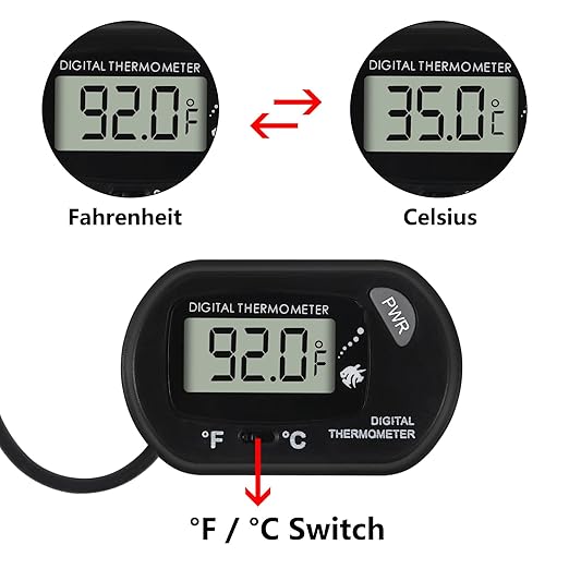 6Pcs Aquarium Thermometer Fish Tank Thermometer Reptile Fahrenheit Terrarium Water Temperature Indicator Test Digital with LCD Display Fahrenheit/Celsius