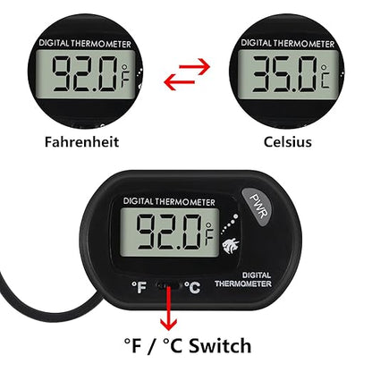 2Pcs Aquarium Thermometer Fish Tank Thermometer Reptile Fahrenheit Terrarium Water Temperature Indicator Test Digital with LCD Display Fahrenheit/Celsius