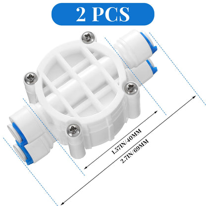 Colingmill 2 Pack 1/4 Inch Tube Automatic Shut off Valve, with Quick Connect Fittings, for Ro Reverse Osmosis Water Filter System, White