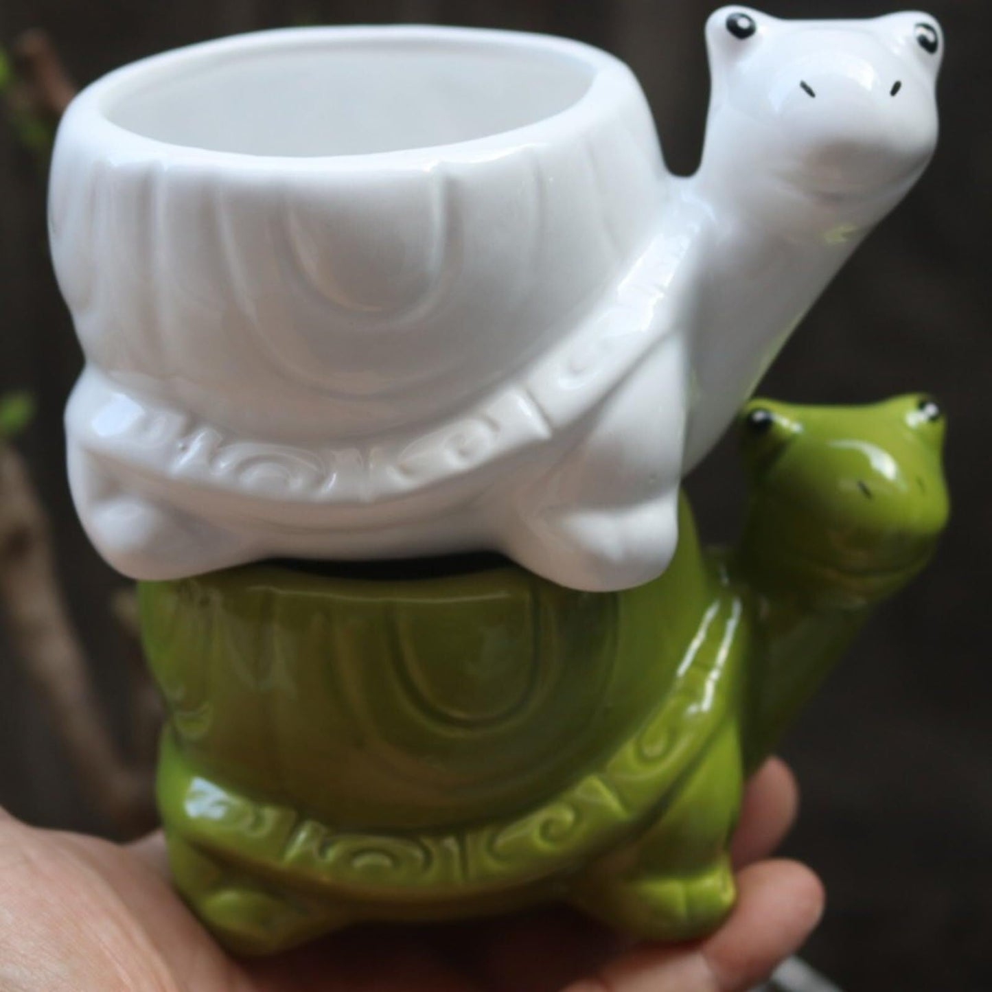 yeyo Elegant Creative Little Turtle Succulent Flower Pot Kindergarten Cute Animal Potted Plant for Balcony(Green)
