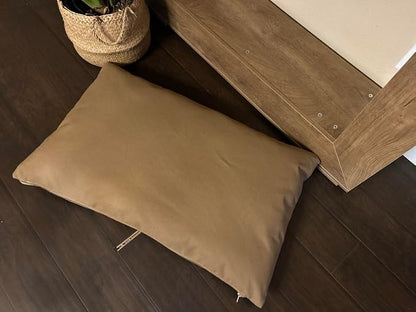 Natural Cotton Canvas Dog Bed – Raw Cotton Filled Pet Cushion Insert, Breathable Eco-Friendly Dog Mattress, Durable Washable Cover with Zipper (Medium Brown, Small 36"x22"x3")
