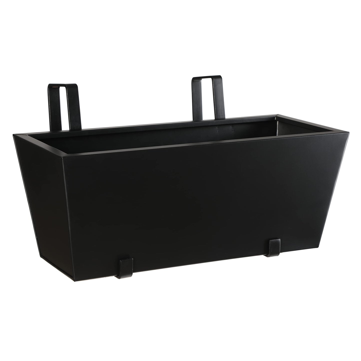 BIRDROCK HOME 1pk Metal Railing Planter - Balcony Flower Box - Deck Rail Boxes - House Apartment Plant Pot - Black