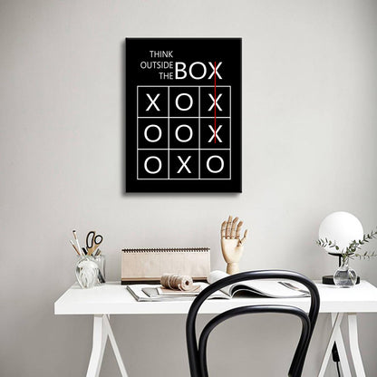 YSPCSUN Inspirational Office Decor Wall Art Think Outside The Box Canvas Print Entrepreneur Motivational Posters Creative Tic Tac Toe Painting For Men Workspace Ready To Hang 24x18 Inch