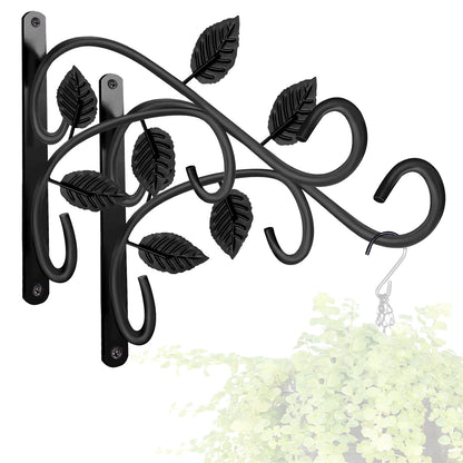 KABB 2 PCS Metal Hanging Hook Plants Brackets, 12 Inch Iron Wall Mount Bracket Durable Rust-Resistant Plant Hanger Hook for Hanging Plants Bird Feeder Wind Chimes Lantern