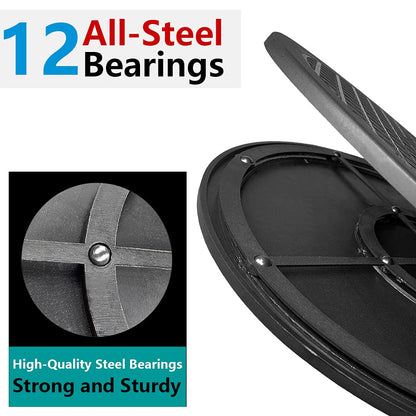VOLCANOES CLUB Lazy Susan Turntable Organizer - 12 Inch Heavy Duty Rotating Swivel Stand with Steel Ball Bearings for Spice Cabinets, Flat Panel Monitor, TV, Painting, Display, Potted Plants (Black)