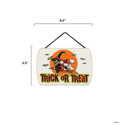 Disney Trick or Treat Halloween Hanging Wood Wall Decor - Spooky Halloween Sign Featuring Huey, Dewey and Louie
