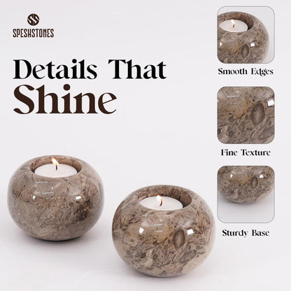 SPESHSTONES Marble Tealight Candle Holder 3.5 Inch Stone Votive Candle Holders for Tables Centerpieces Decor - Small Candles Holders for Wedding Gifts