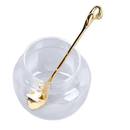 Zerodis European Sugar Jar Set,3 Pcs Crystal Golden Sugar Bowl Sugar Can Condiment Container Seasoning Bowl Salt Bowl Pepper Coffee Storage Pot with Lid Spoon