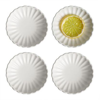 Gaolinci 3.5 Inches Flower Shape Ceramic Sauce Dish,Mini Side Seasoning Dish,Snack Serving Dishes,Porcelain Small Saucer Set(Set of 4)