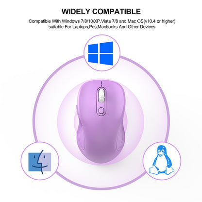 WisFox 2.4G Wireless Mouse for Laptop, Ergonomic Computer Mouse with USB Receiver and 3 Adjustable Levels, 6 Button Wireless Mice for Windows Mac PC Notebook (Grey)