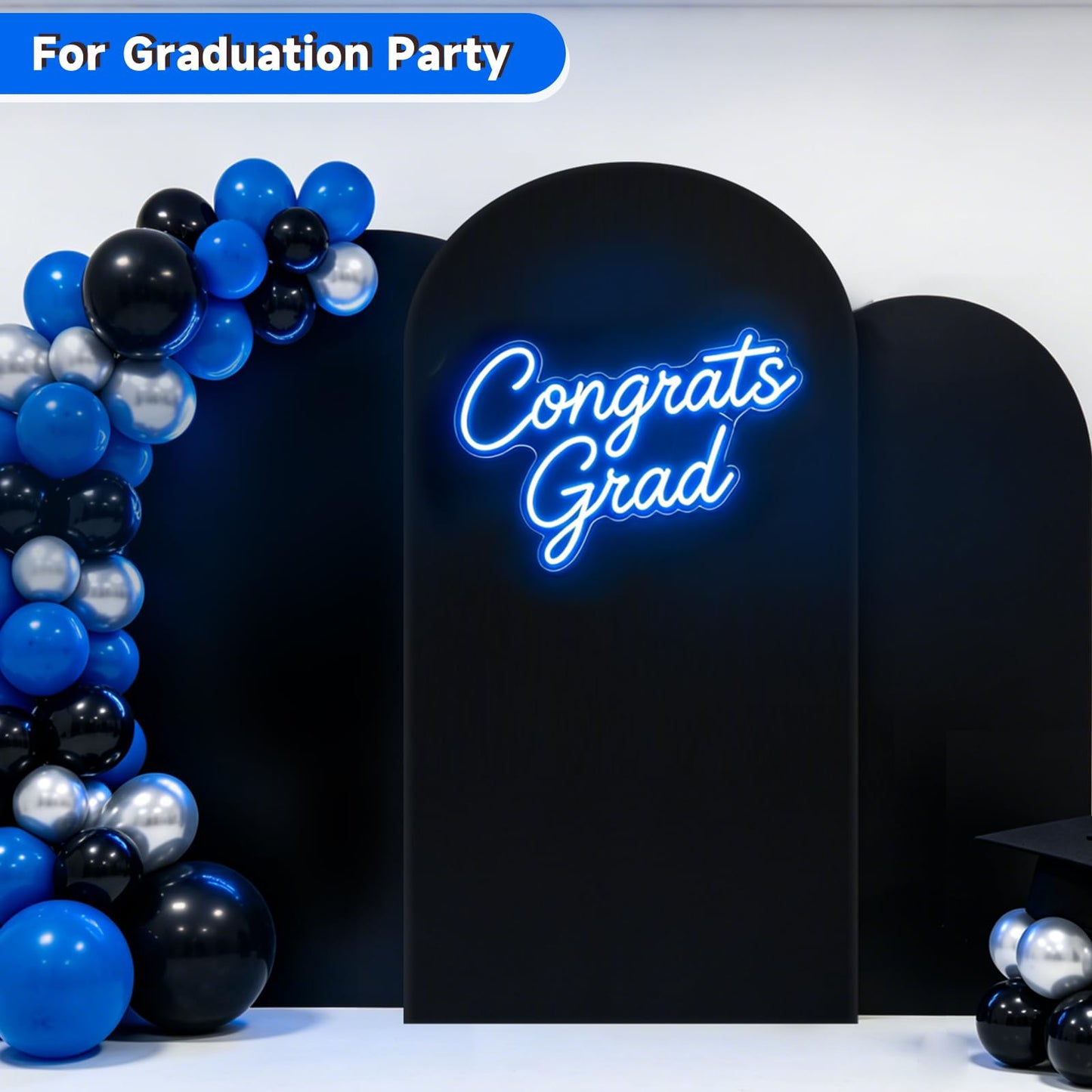 Hemmotop Black Arch Backdrop Cover Set of 3-7.2ft/ 6.6ft/ 6ft Wedding Arch Covers Stretchy Backdrop, Spandex Arched Stand Background Covers for Birthday Graduation Halloween Party Decorations