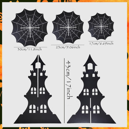 3-Tier Spider Web Cupcake Cardstock Stand - Haunted House & Ghost Theme Halloween Cool Hero skyscraper Party Serving Tray birthday party supplies